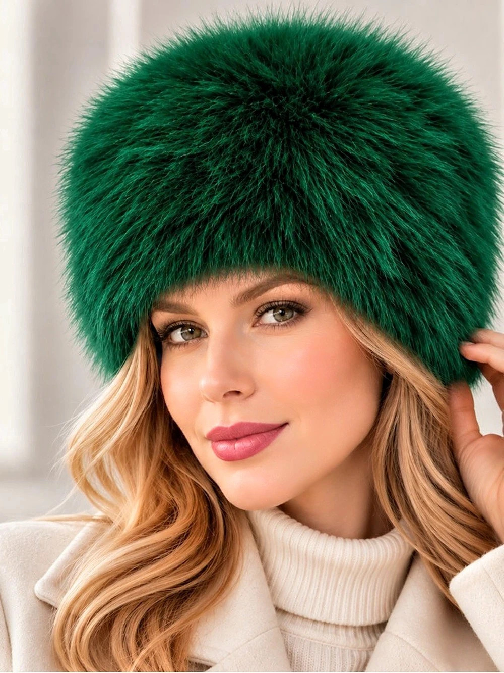 Green Faux Fur Hat Brand New!